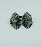 Beige & Black Chiffon Bow Hair Tie