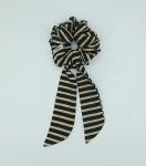 Beige & Black Cotton Bow Scrunchie 1