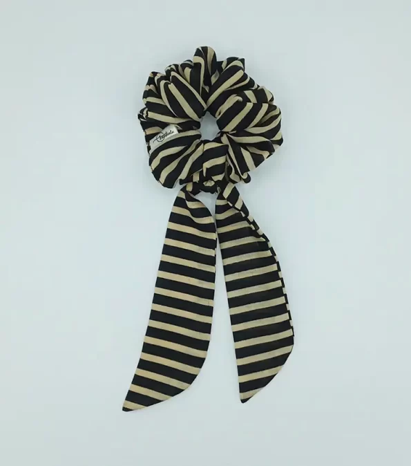 Beige-Black-Cotton-Bow-Scrunchie-1