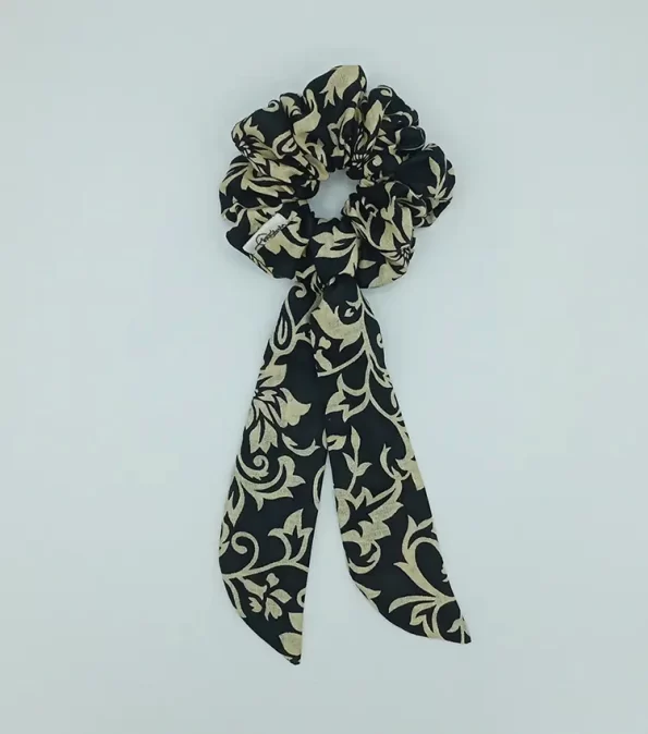 Beige-Black-Cotton-Bow-Scrunchie