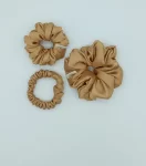 Beige Silky Triple Scrunchie Pack