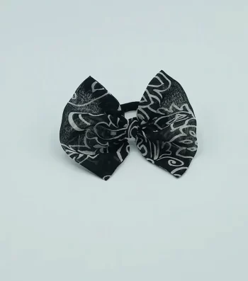 Black-White-Chiffon-Bow-Hair-Tie