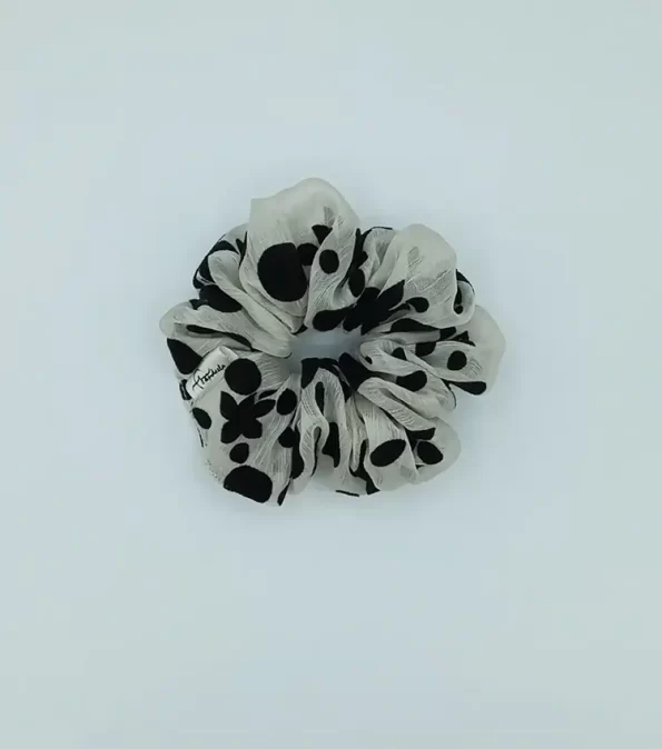 Black-White-Chiffon-Classic-Scrunchie