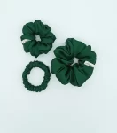 Bottle Green Silky Triple Scrunchie Pack