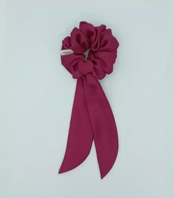 Magenta-Silky-Bow-Scrunchie