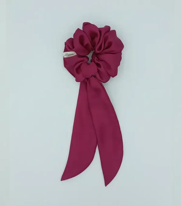 Magenta-Silky-Bow-Scrunchie