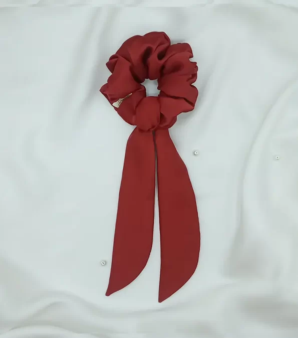 Maroon-Silky-Bow-Scrunchie-1