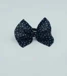 Navy Blue Polka-Dot Chiffon Bow Hair Tie