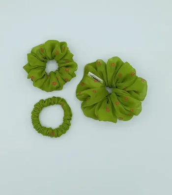 Parrot-Green-Chiffon-Triple-Scrunchie-Pack