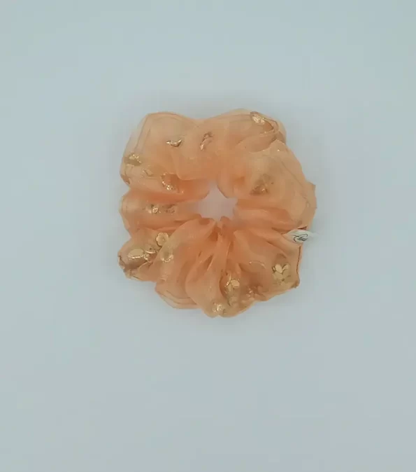 Peach-Dhanak-Classic-Scrunchie-Organza-with-Sequins