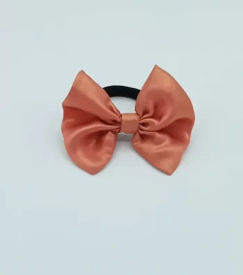 Peach-Shiny-Bow-Hair-Tie