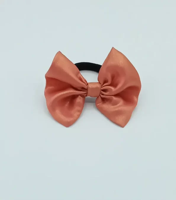 Peach-Shiny-Bow-Hair-Tie