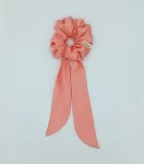 Peach Silky Bow Scrunchie