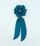 Prussian Blue Silky Bow Scrunchie