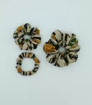 Yellow & Beige Cotton Triple Scrunchie Pack