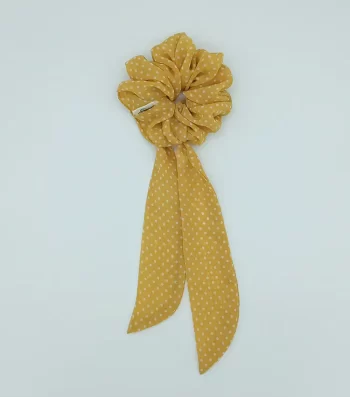 Yellow-Polka-Dot-Chiffon-Bow-Scrunchie